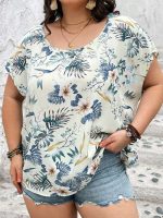 SHEIN  Women Floral Printed Round Neck Blouse