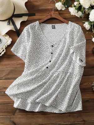 SHEIN Button Front Dalmatian Print Smock Top