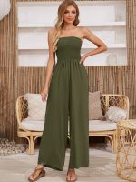 Solid Color Strapless Casual Jumpsuit for Holidays