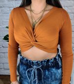 Roundabout Knotted Long Sleeve Crop Top
