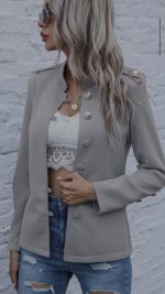 ‎Shoulder blazer with button‎