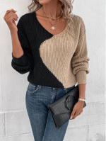 EMERY ROSE Two Tone Drop Shoulder Sweater Knit Pullover Fall Winter Outfit Size(L)