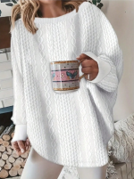 INAWLY Women's Solid Color Drop Shoulder Sweatshirt  Size (L)