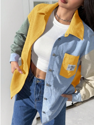 SHEIN EZwear Colorblock Drop Shoulder Letter Multicolor Colorblock Women Size (L)