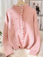 JIANHU Korean Style Knit Cardigan – Fall Winter Soft Blue Sweater  Size(M)