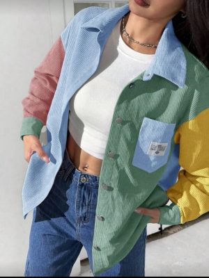 SHEIN EZwear Colorblock Drop Shoulder Coat